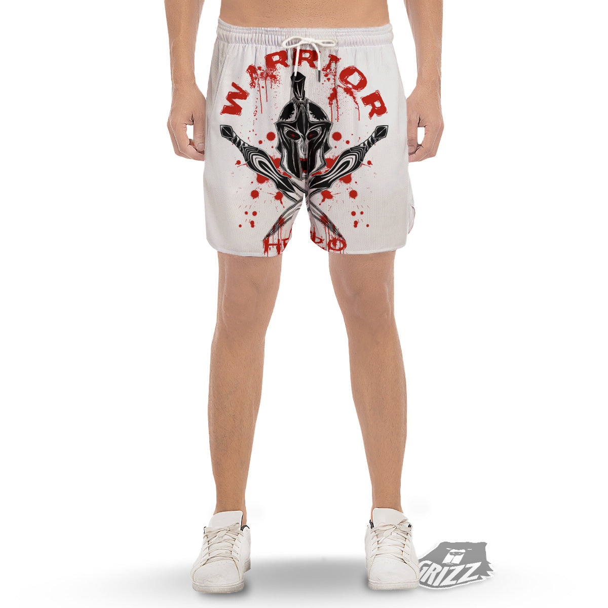 Warrior Bloody Spartan Print Men's Gym Shorts-grizzshop