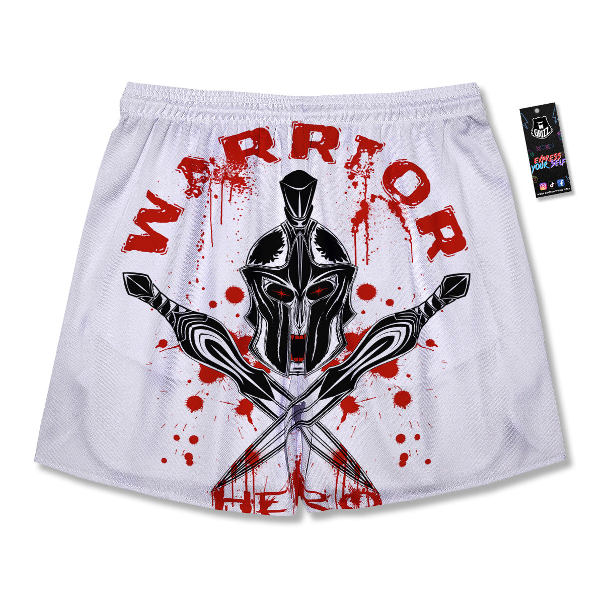 Warrior Bloody Spartan Print Men's Running Shorts-grizzshop