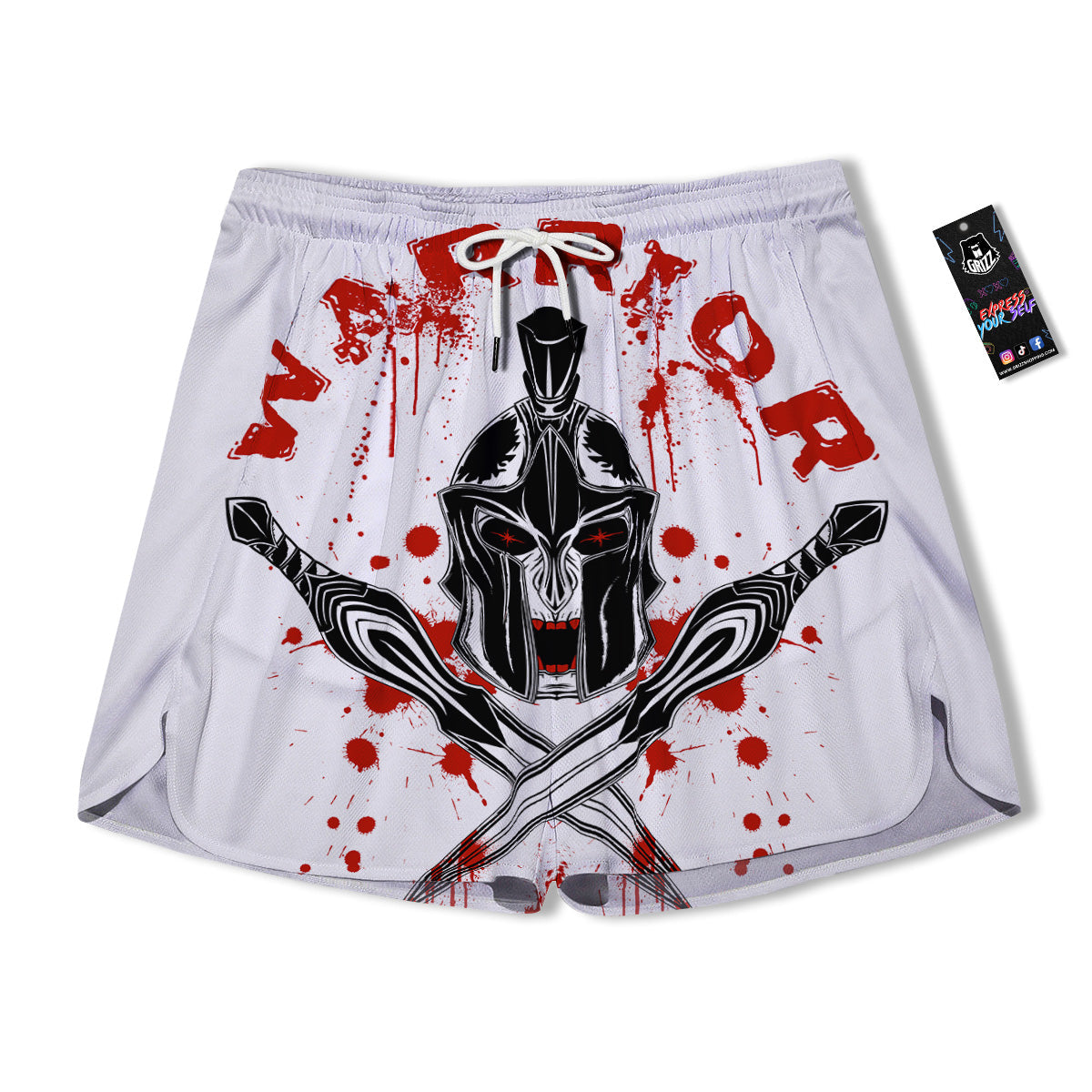 Warrior Bloody Spartan Print Men's Running Shorts-grizzshop
