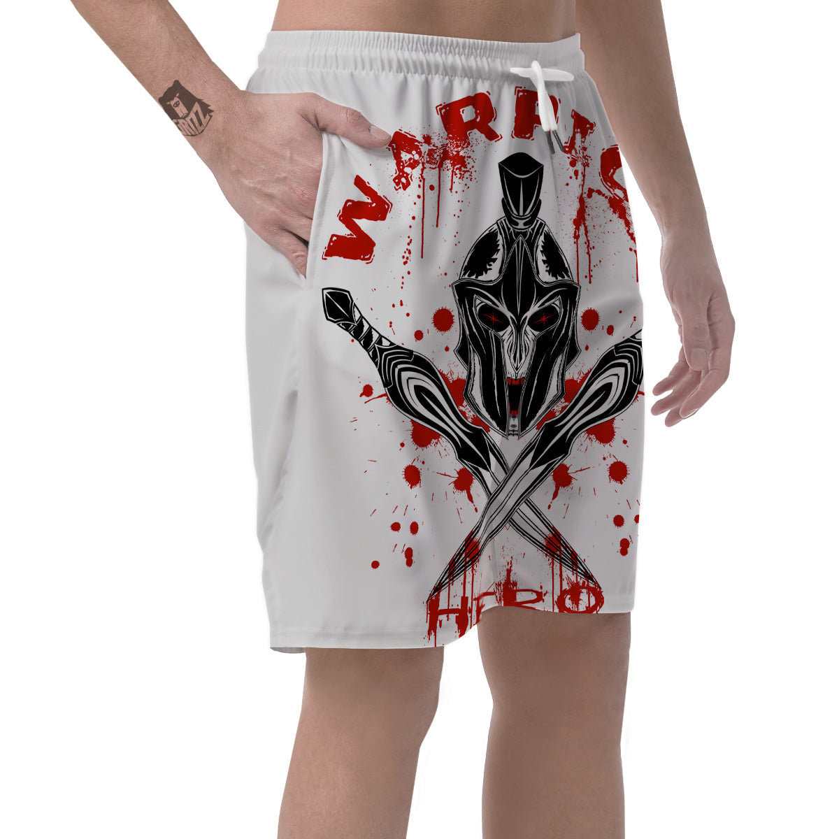 Warrior Bloody Spartan Print Men's Shorts-grizzshop