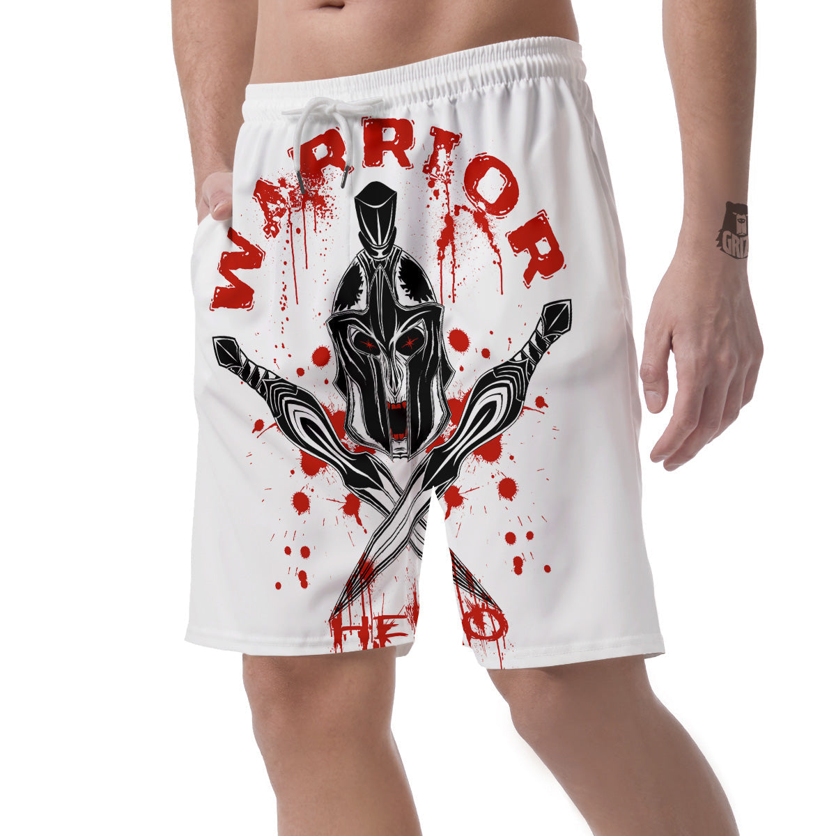 Warrior Bloody Spartan Print Men's Shorts-grizzshop