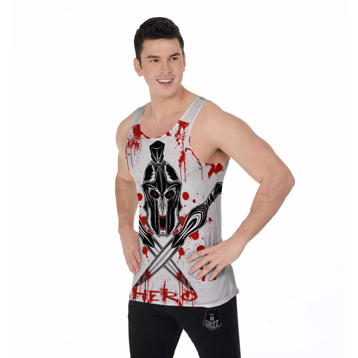 Warrior Bloody Spartan Print Men's Tank Top-grizzshop