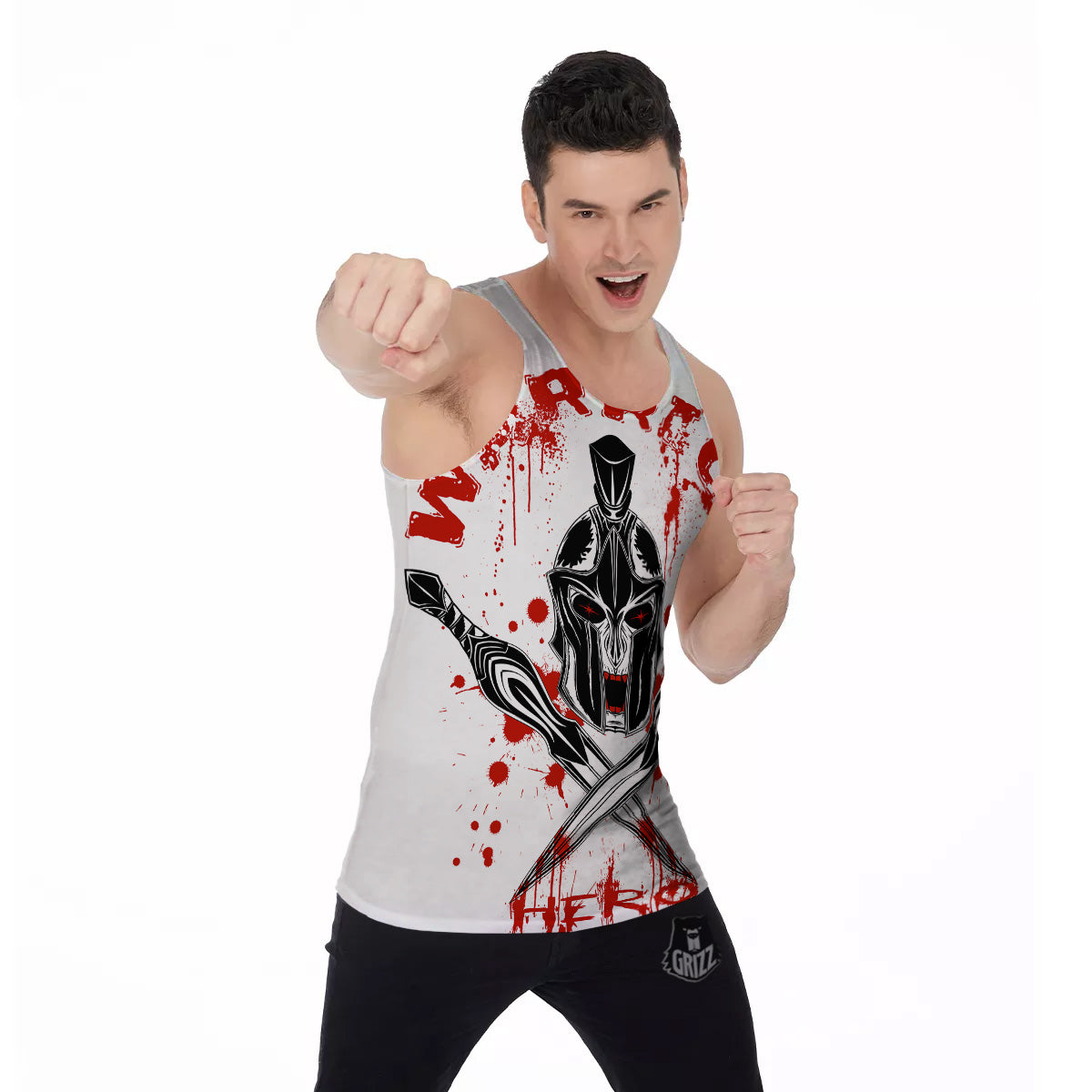 Warrior Bloody Spartan Print Men's Tank Top-grizzshop