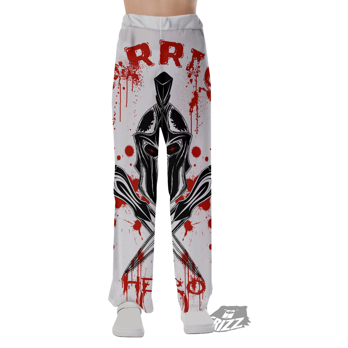 Warrior Bloody Spartan Print Pajama Pants-grizzshop