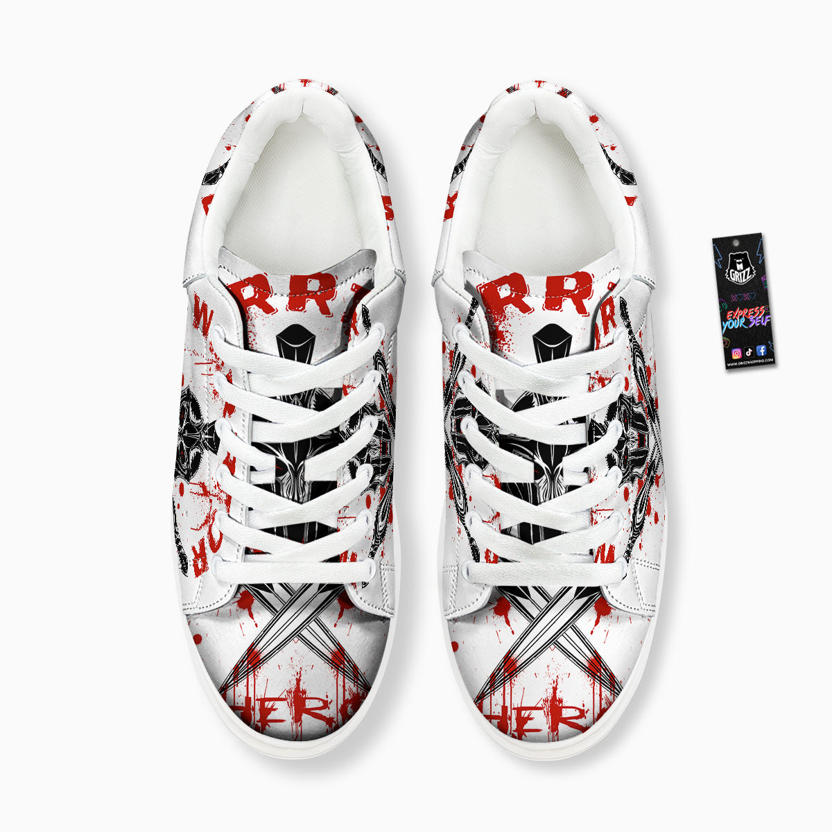 Warrior Bloody Spartan Print Platform Shoes-grizzshop