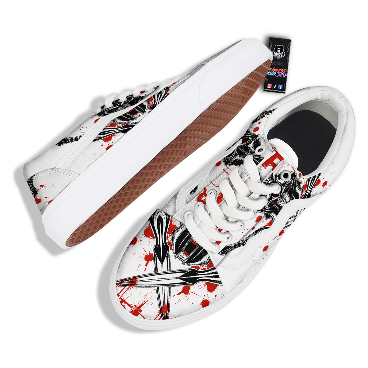 Warrior Bloody Spartan Print Skate Shoes-grizzshop