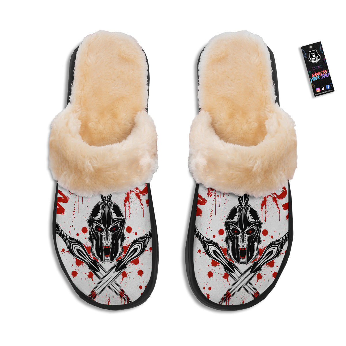 Warrior Bloody Spartan Print Slippers-grizzshop