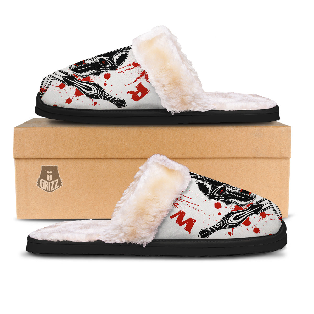 Warrior Bloody Spartan Print Slippers-grizzshop