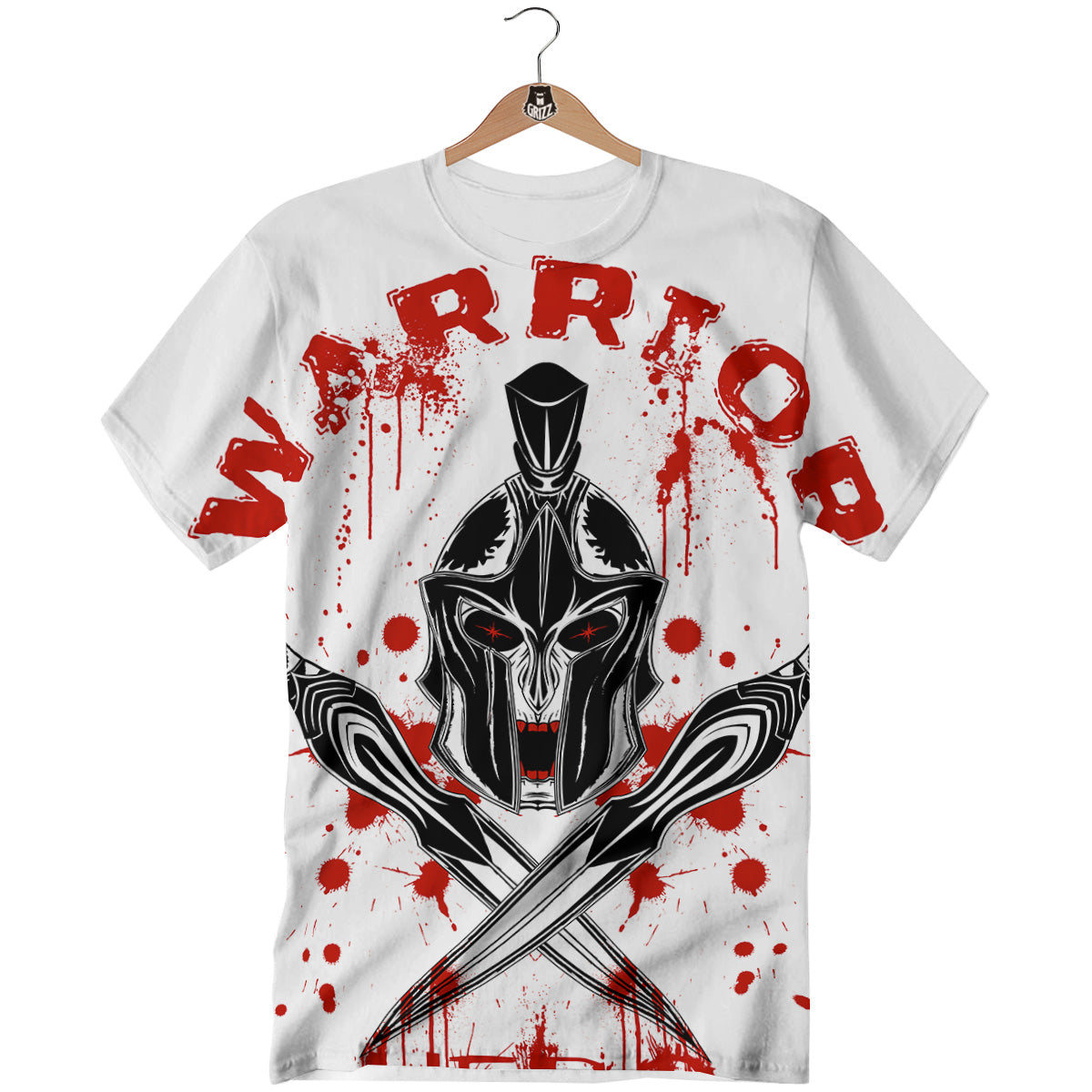 Warrior Bloody Spartan Print T-Shirt-grizzshop