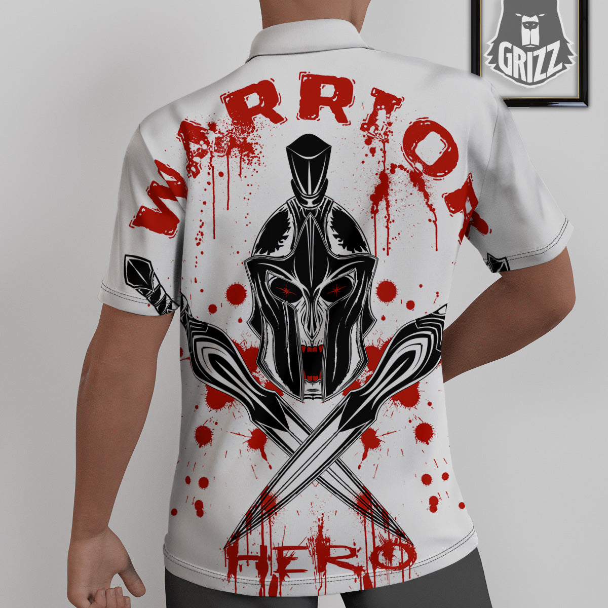 Warrior Bloody Spartan Print Untucked Shirts-grizzshop