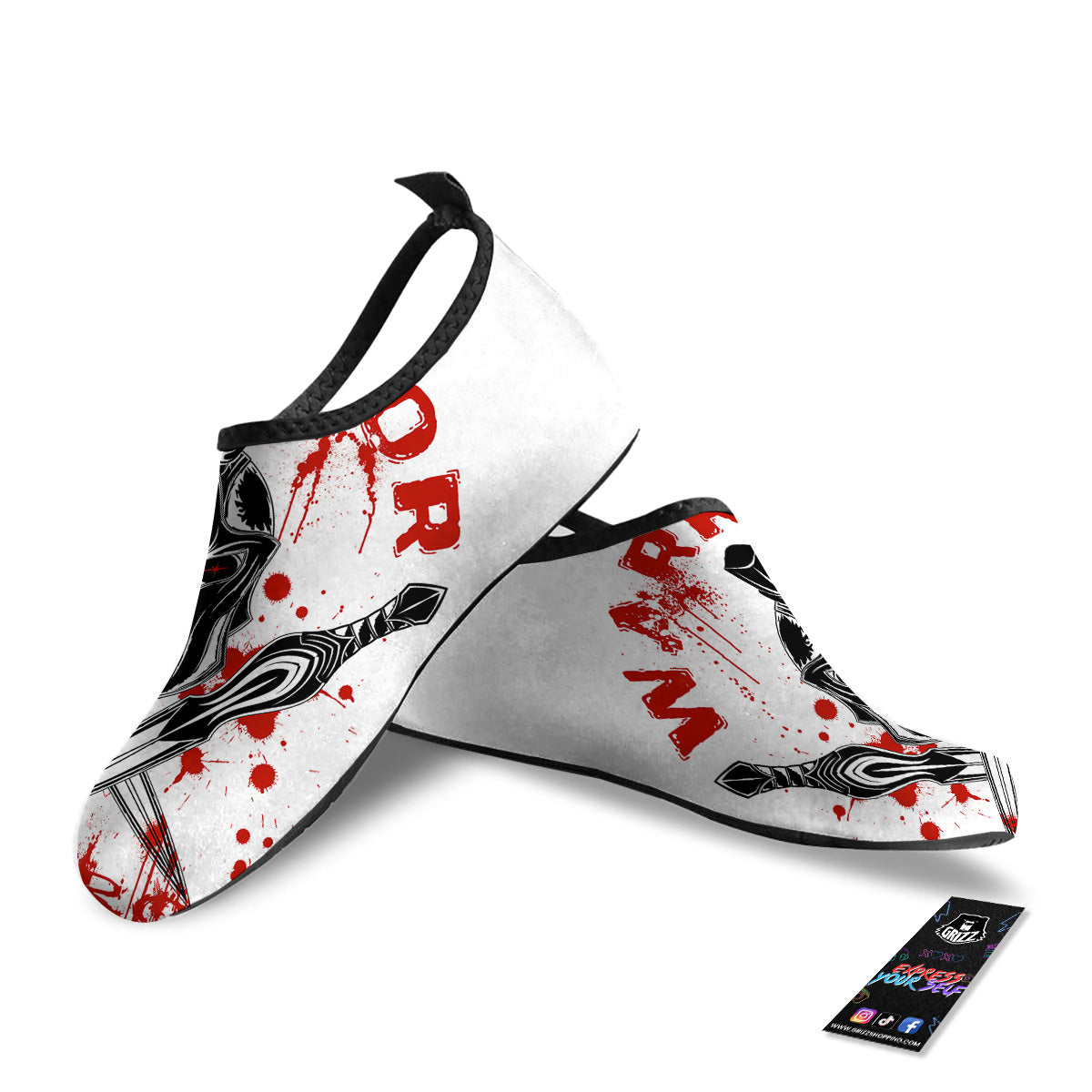 Warrior Bloody Spartan Print Water Shoes-grizzshop