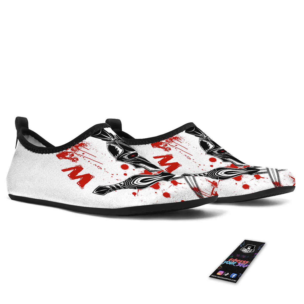 Warrior Bloody Spartan Print Water Shoes-grizzshop