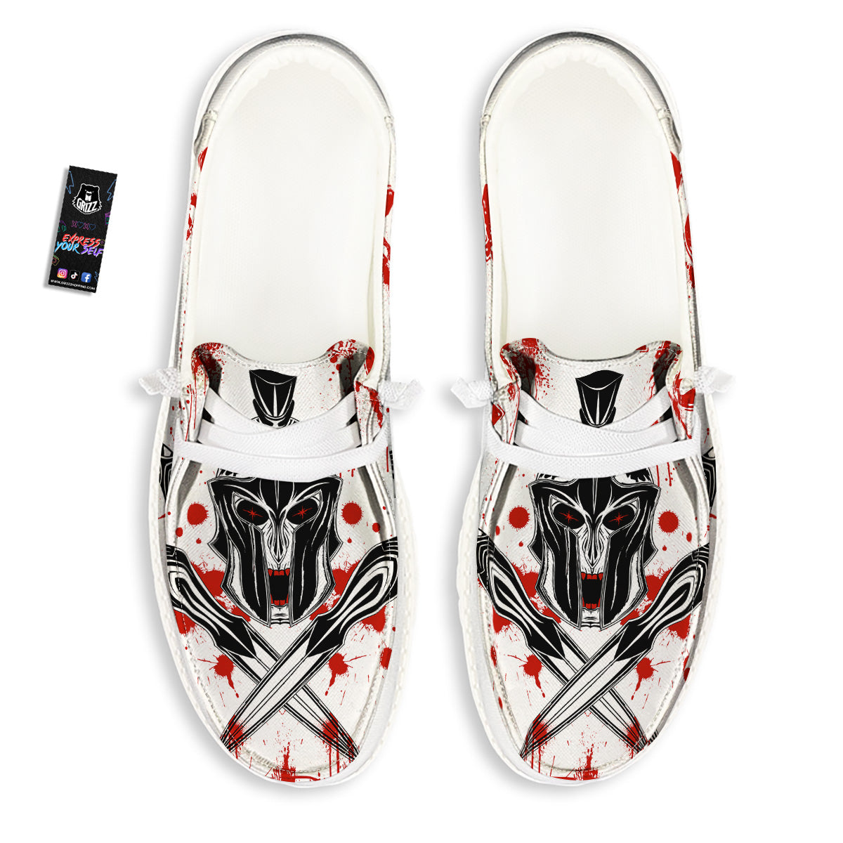 Warrior Bloody Spartan Print White Loafers-grizzshop