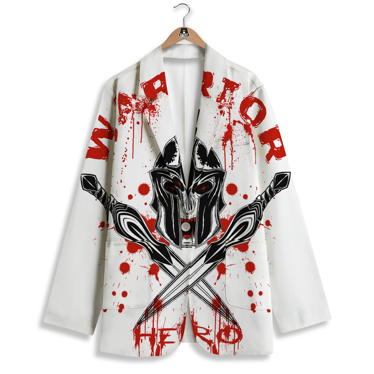 Warrior Bloody Spartan Print Women's Blazer-grizzshop