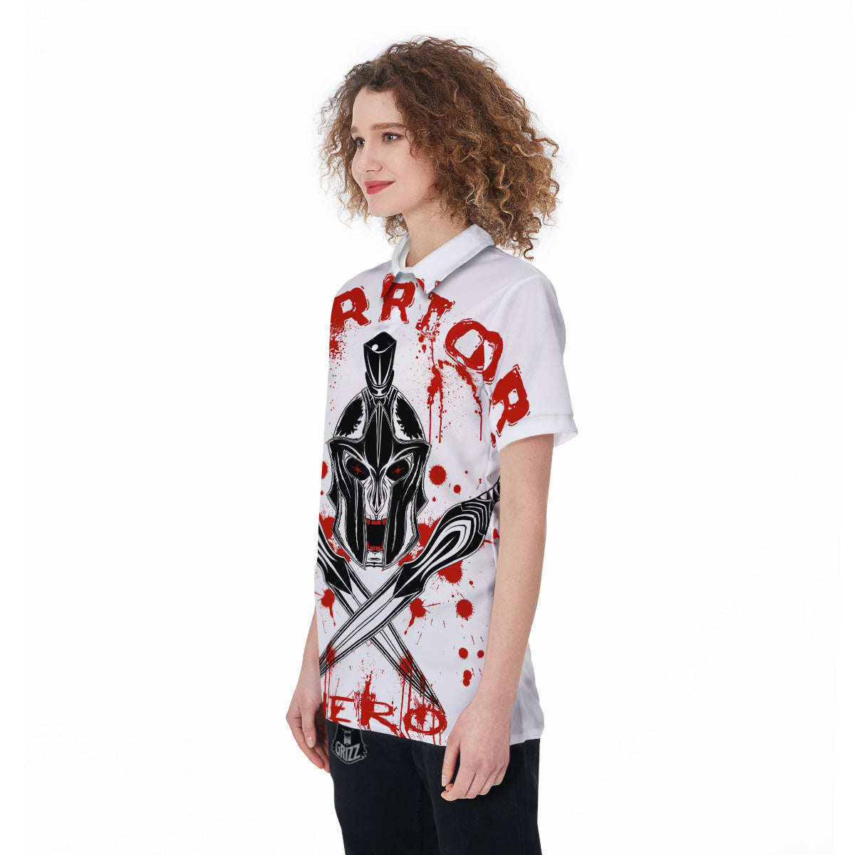 Warrior Bloody Spartan Print Women's Golf Shirts-grizzshop