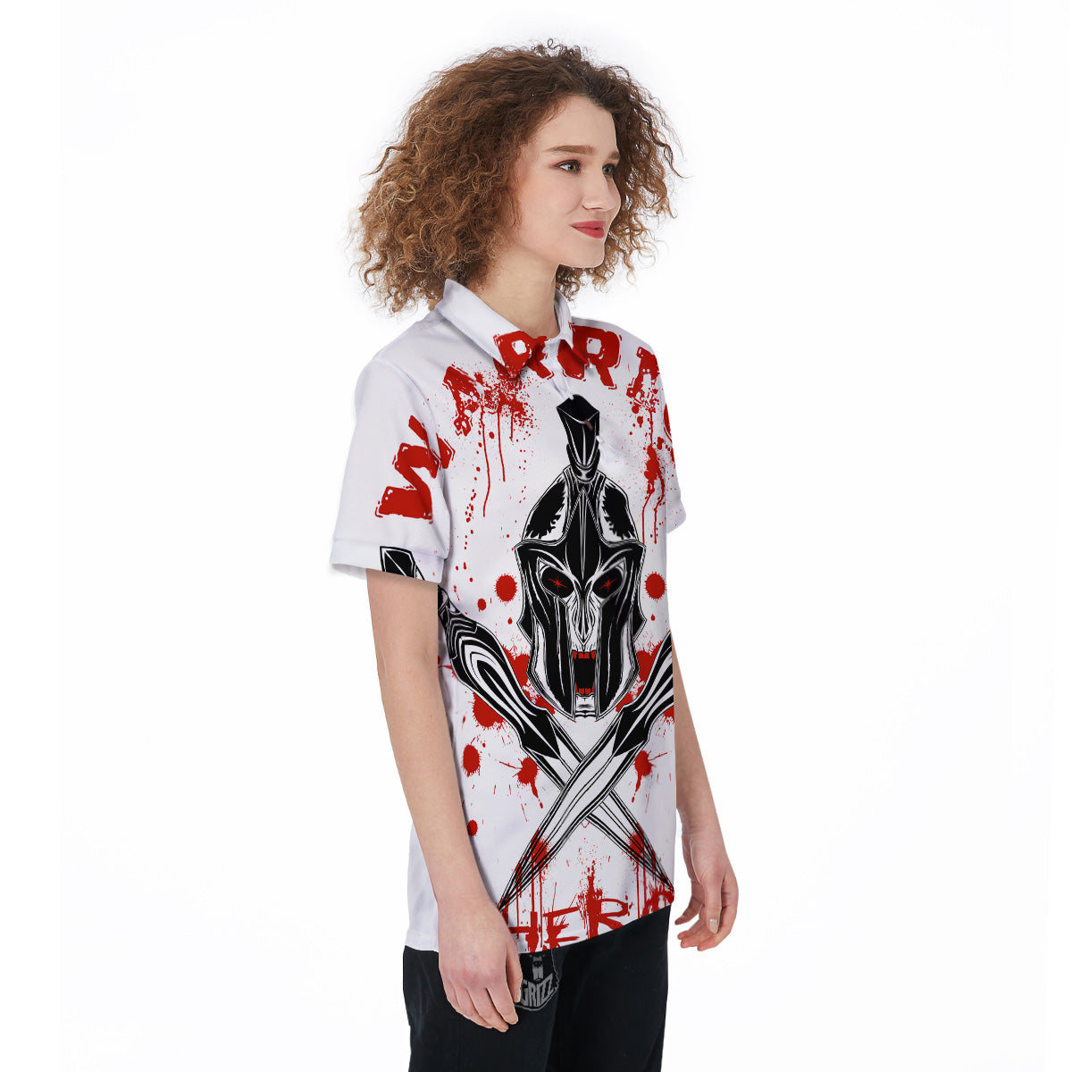 Warrior Bloody Spartan Print Women's Golf Shirts-grizzshop