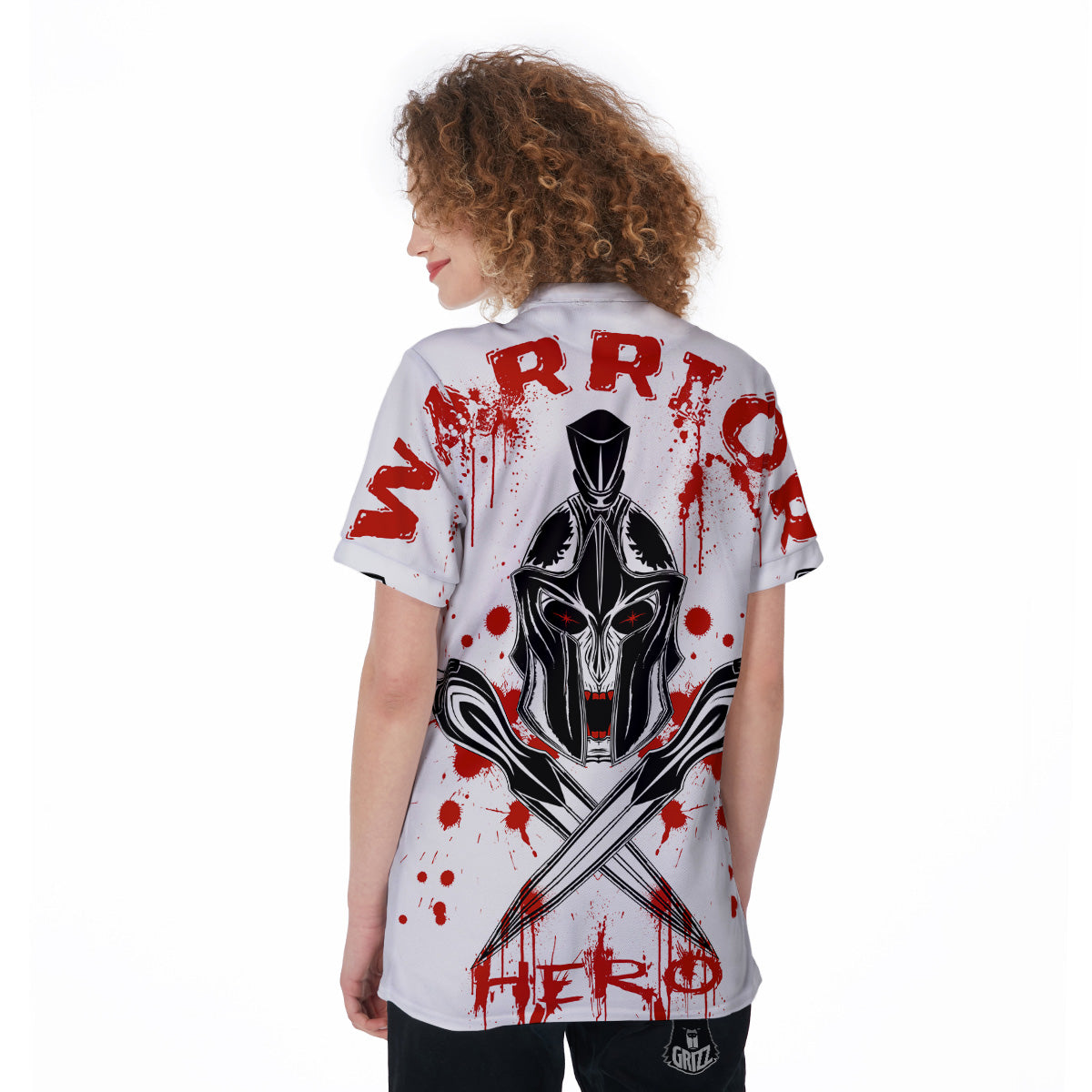 Warrior Bloody Spartan Print Women's Golf Shirts-grizzshop
