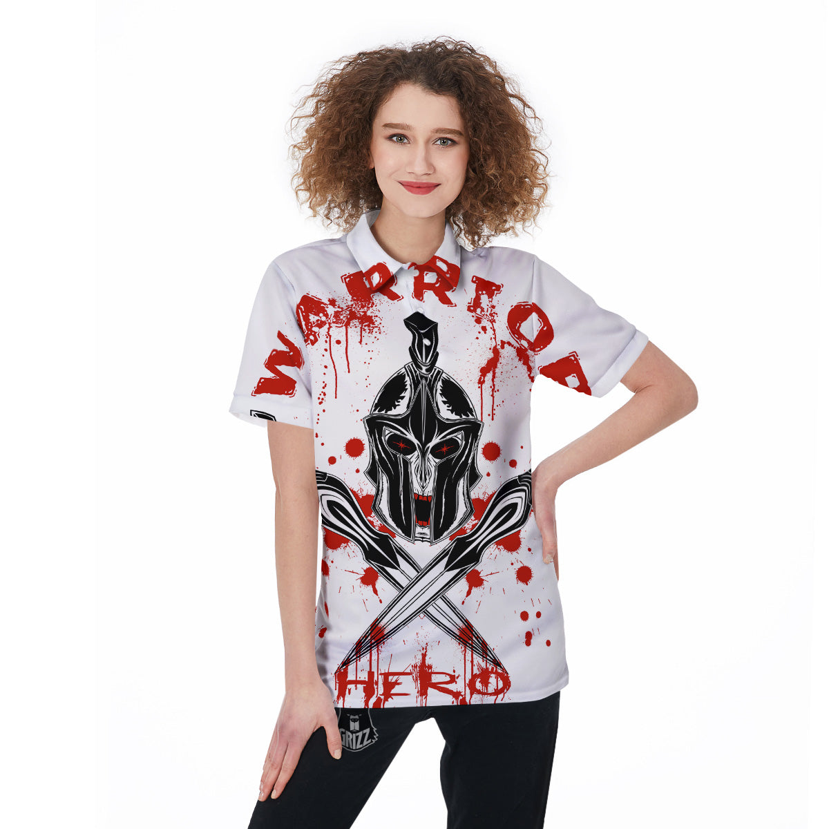 Warrior Bloody Spartan Print Women's Golf Shirts-grizzshop