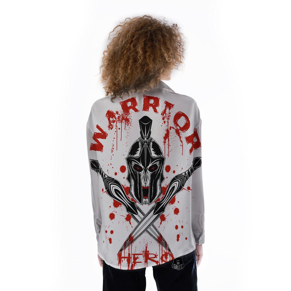Warrior Bloody Spartan Print Women's Long Sleeve Shirts-grizzshop