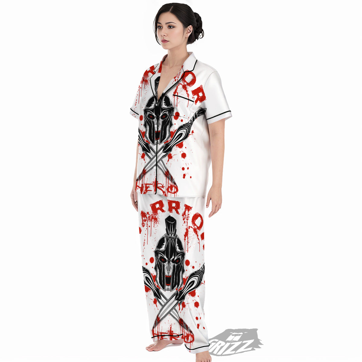 Warrior Bloody Spartan Print Women's Pajamas Set-grizzshop