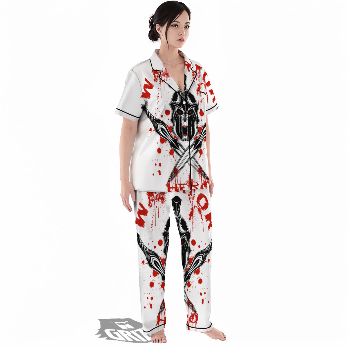 Warrior Bloody Spartan Print Women's Pajamas Set-grizzshop