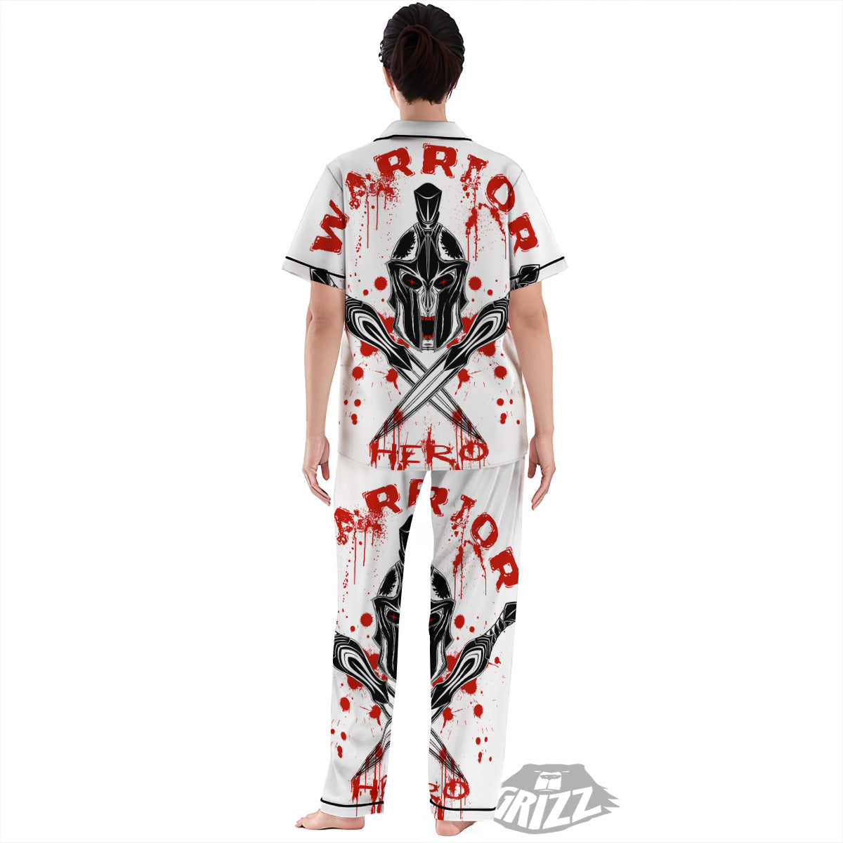 Warrior Bloody Spartan Print Women's Pajamas Set-grizzshop
