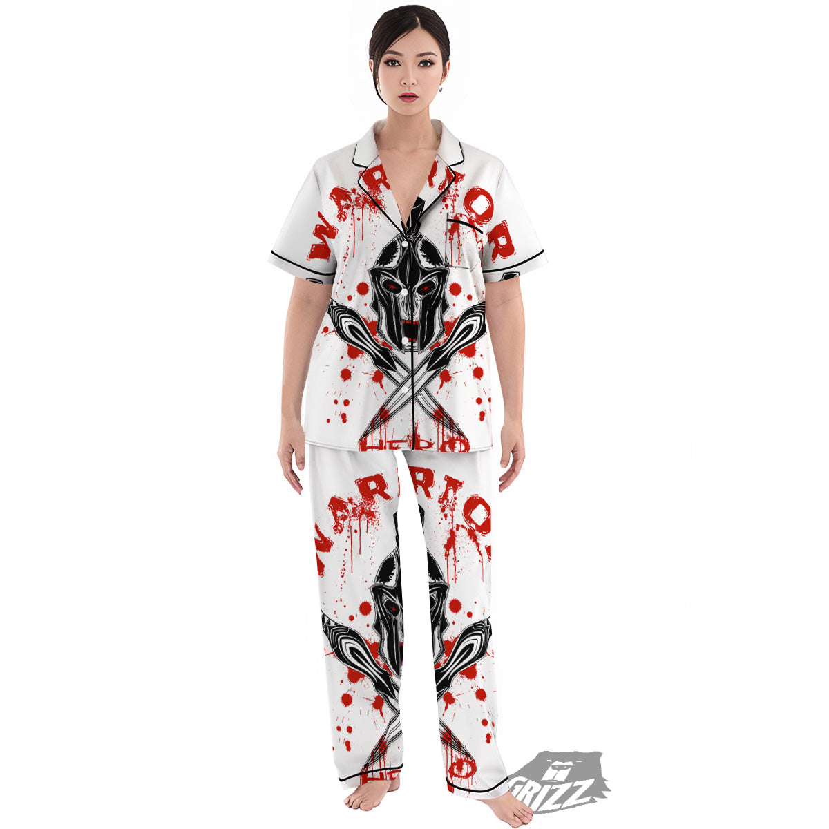 Warrior Bloody Spartan Print Women's Pajamas Set-grizzshop