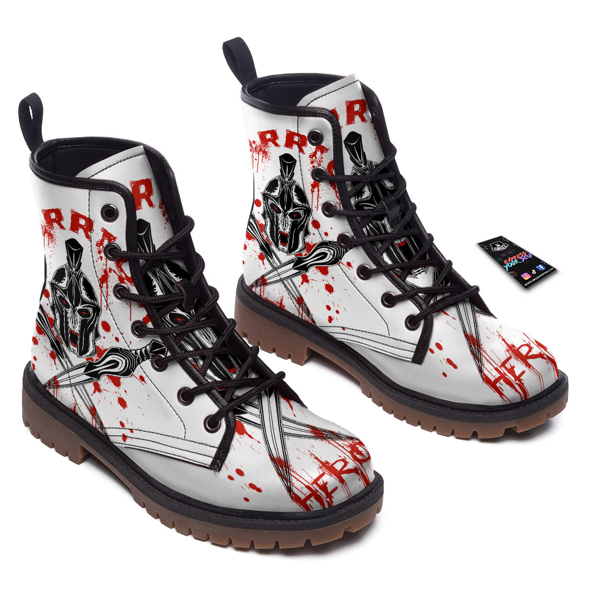 Warrior Bloody Spartan Print Work Boots-grizzshop