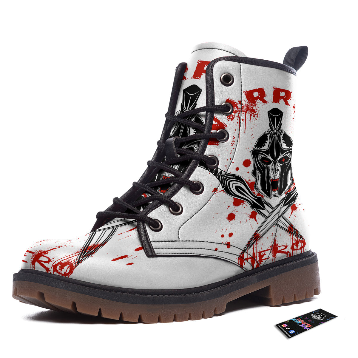 Warrior Bloody Spartan Print Work Boots-grizzshop