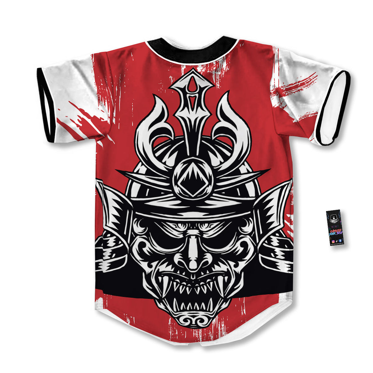 Warrior Japanese Samurai Print Baseball Jersey-grizzshop