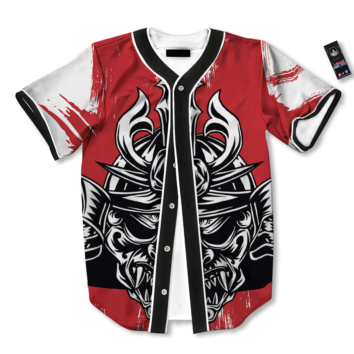 Warrior Japanese Samurai Print Baseball Jersey-grizzshop