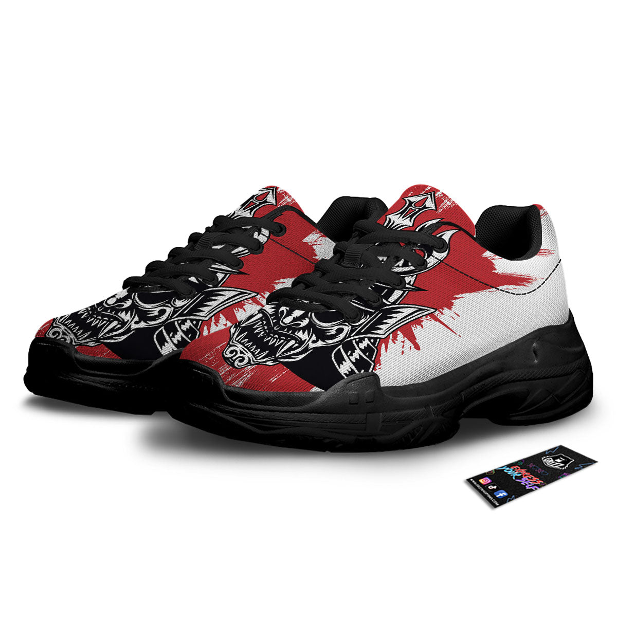 Warrior Japanese Samurai Print Black Chunky Shoes-grizzshop