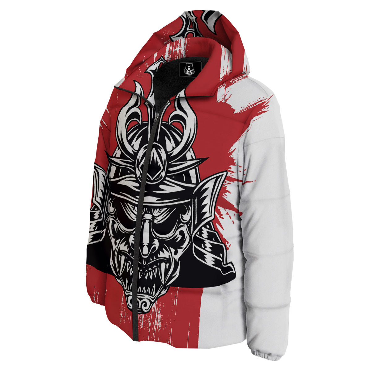 Warrior Japanese Samurai Print Down Jacket-grizzshop