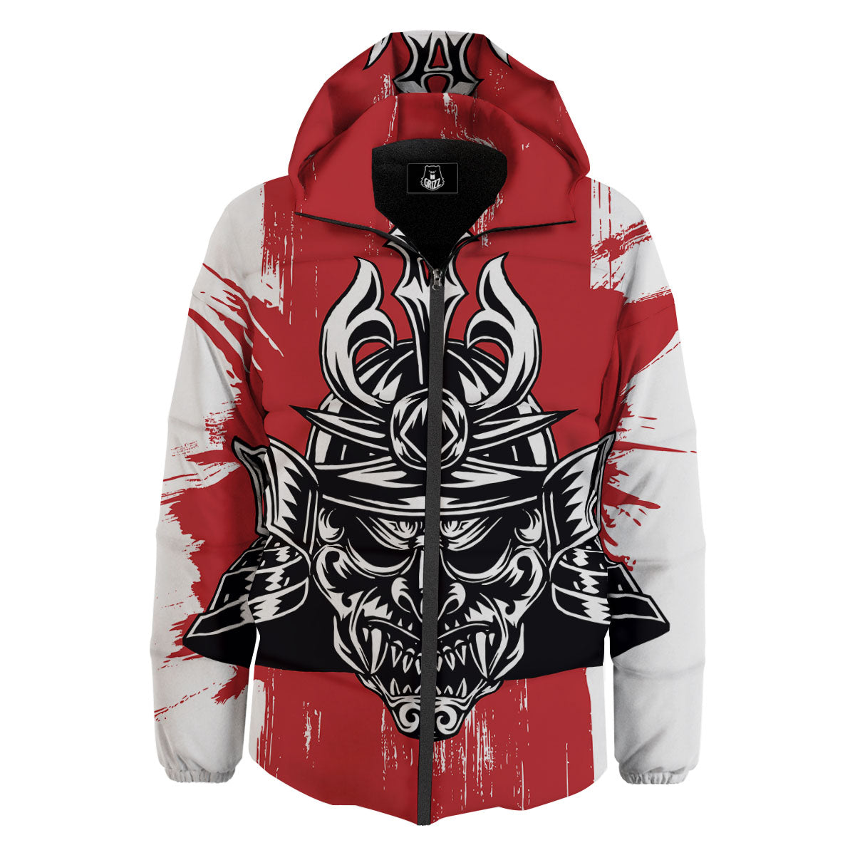 Warrior Japanese Samurai Print Down Jacket-grizzshop