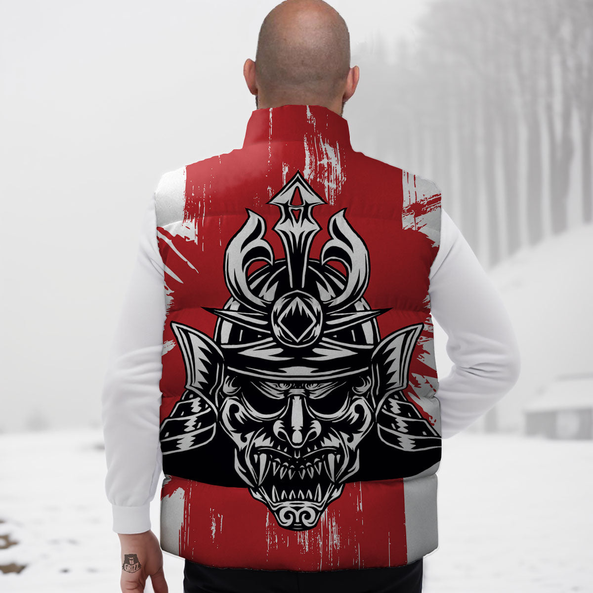 Warrior Japanese Samurai Print Down Vest