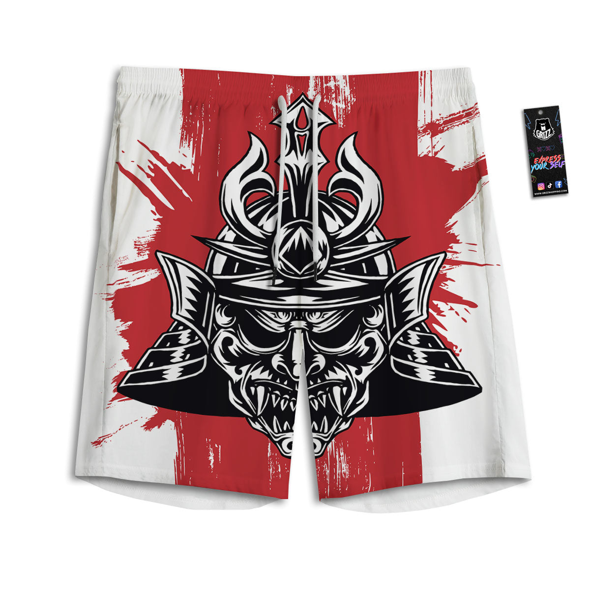 Warrior Japanese Samurai Print Men's Athletic Shorts