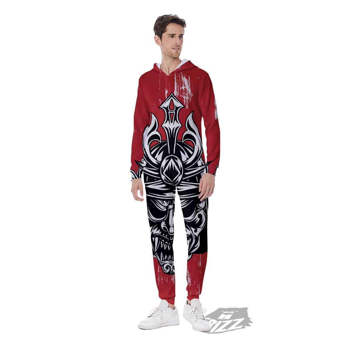 Warrior Japanese Samurai Print Men's Jumpsuit-grizzshop