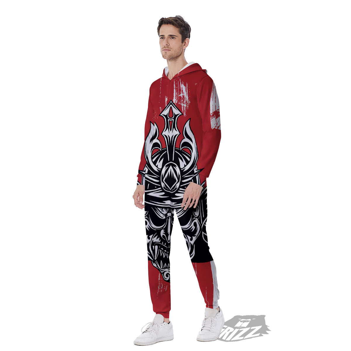 Warrior Japanese Samurai Print Men's Jumpsuit-grizzshop