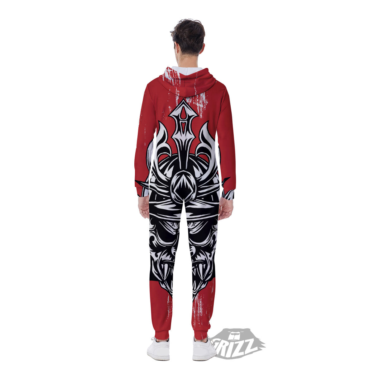 Warrior Japanese Samurai Print Men's Jumpsuit-grizzshop
