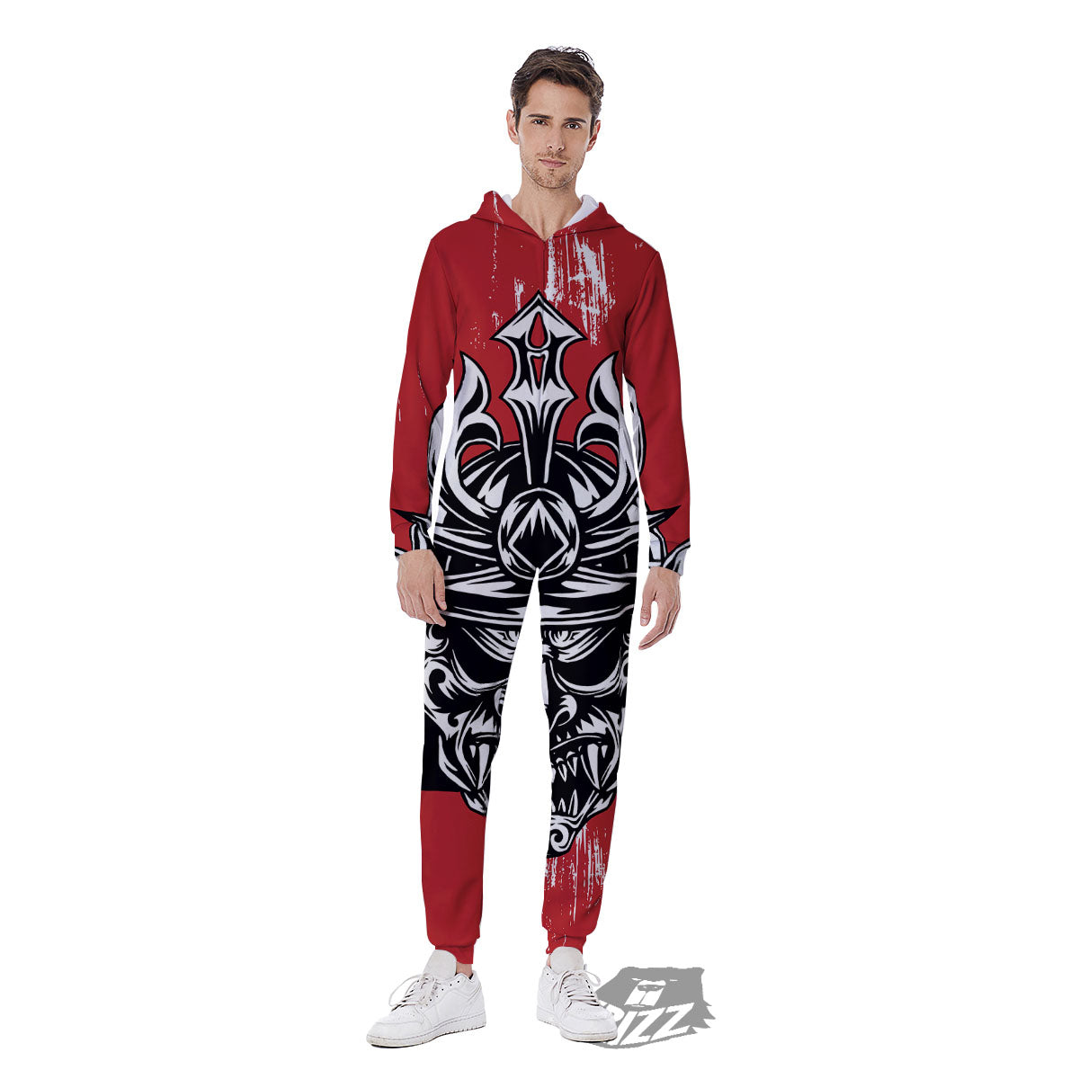 Warrior Japanese Samurai Print Men's Jumpsuit-grizzshop