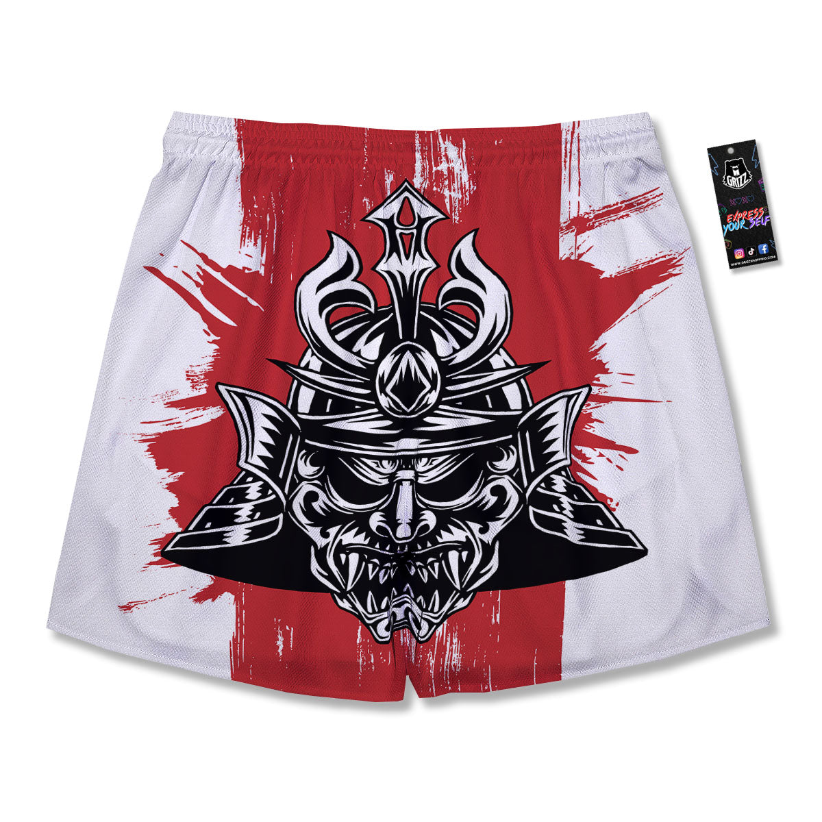 Warrior Japanese Samurai Print Men's Running Shorts-grizzshop