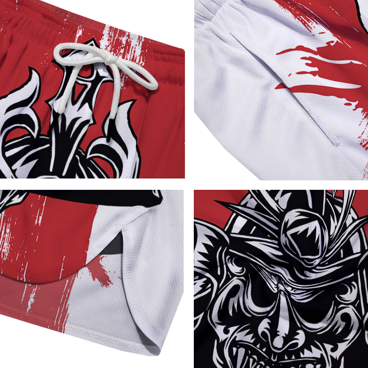 Warrior Japanese Samurai Print Men's Running Shorts-grizzshop