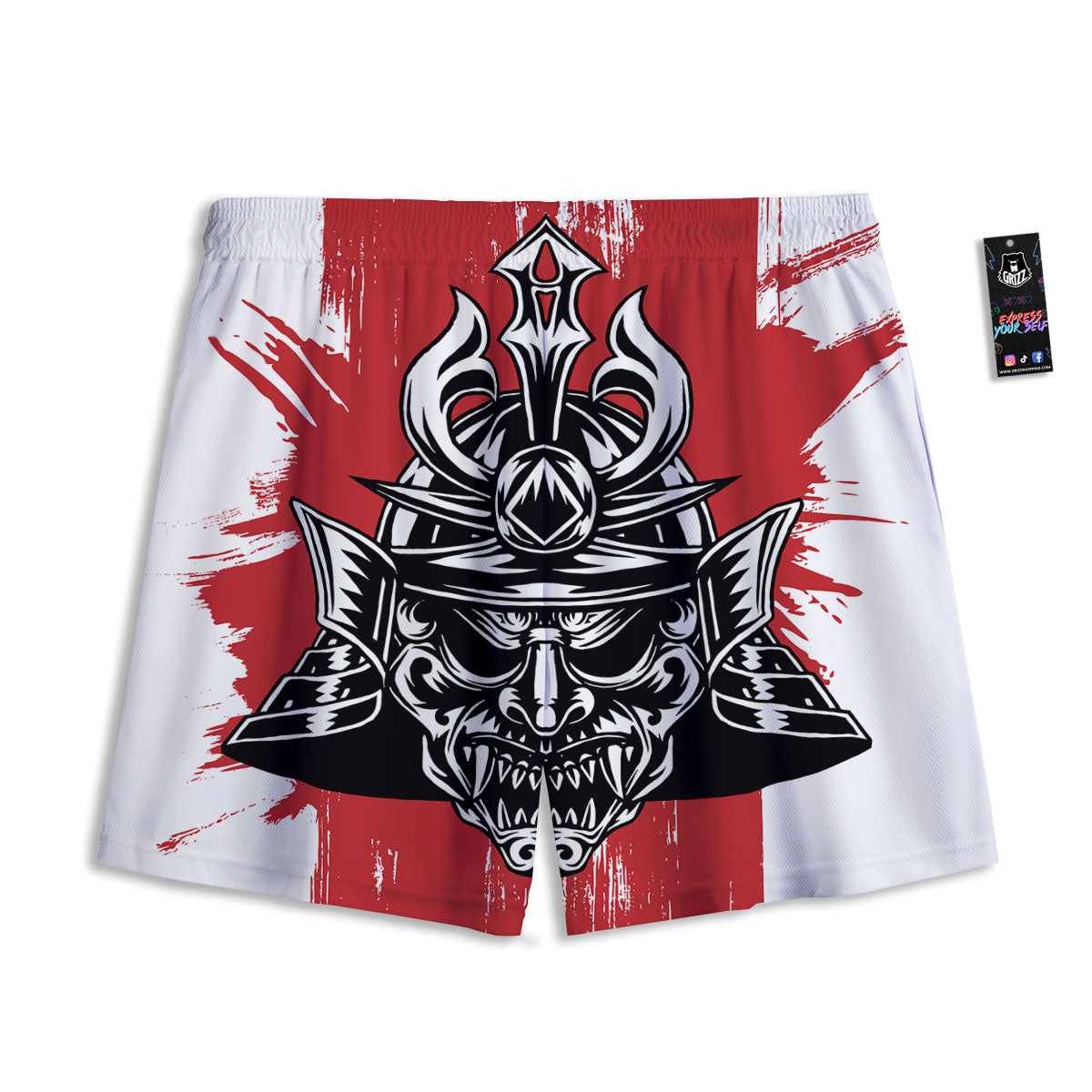 Warrior Japanese Samurai Print Mesh Shorts
