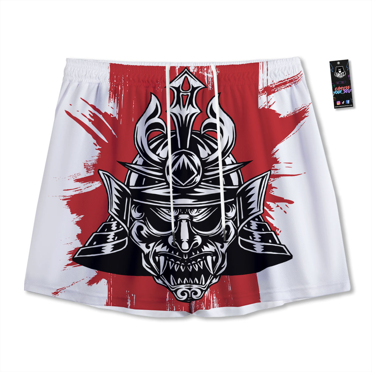 Warrior Japanese Samurai Print Mesh Shorts