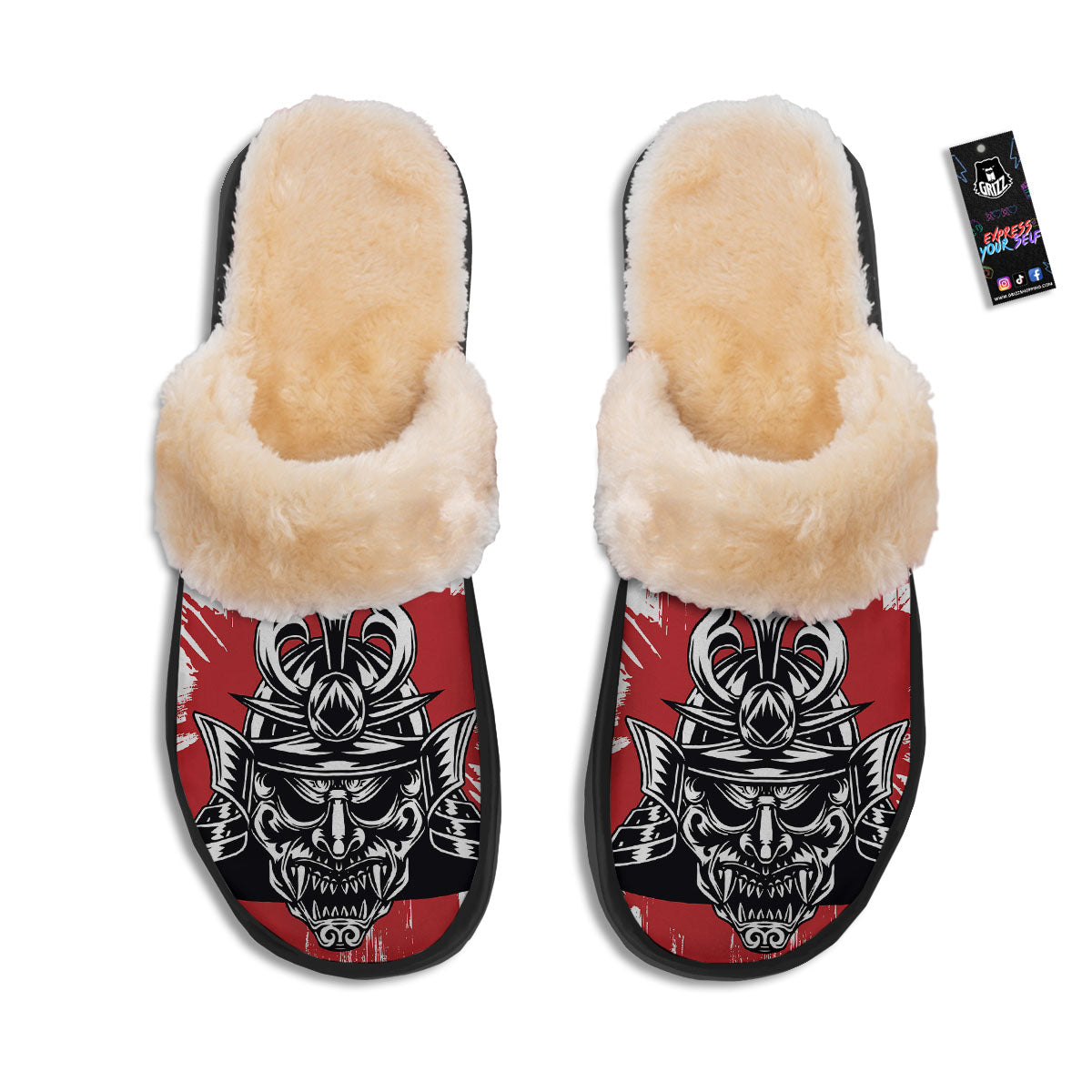 Warrior Japanese Samurai Print Slippers-grizzshop