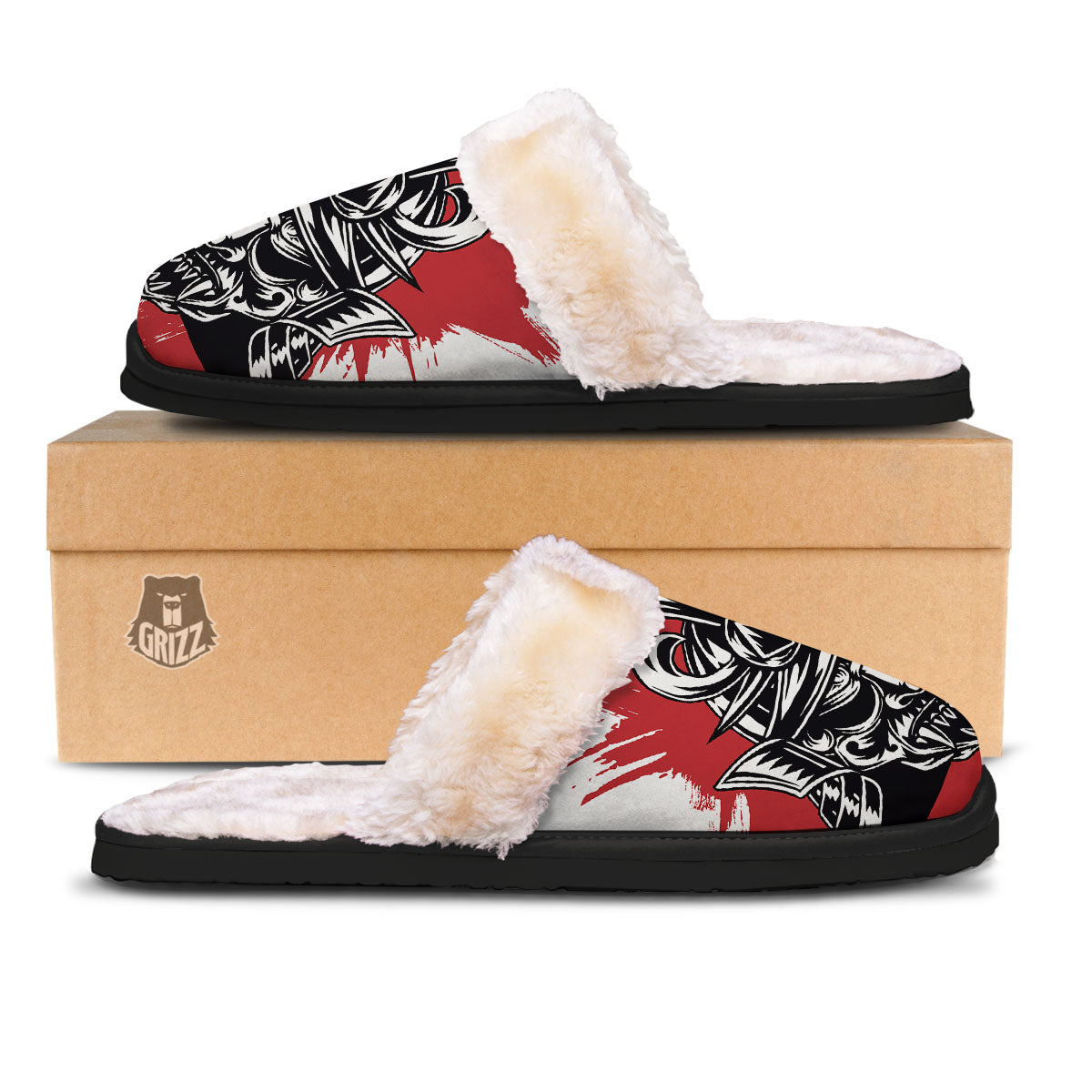 Warrior Japanese Samurai Print Slippers-grizzshop