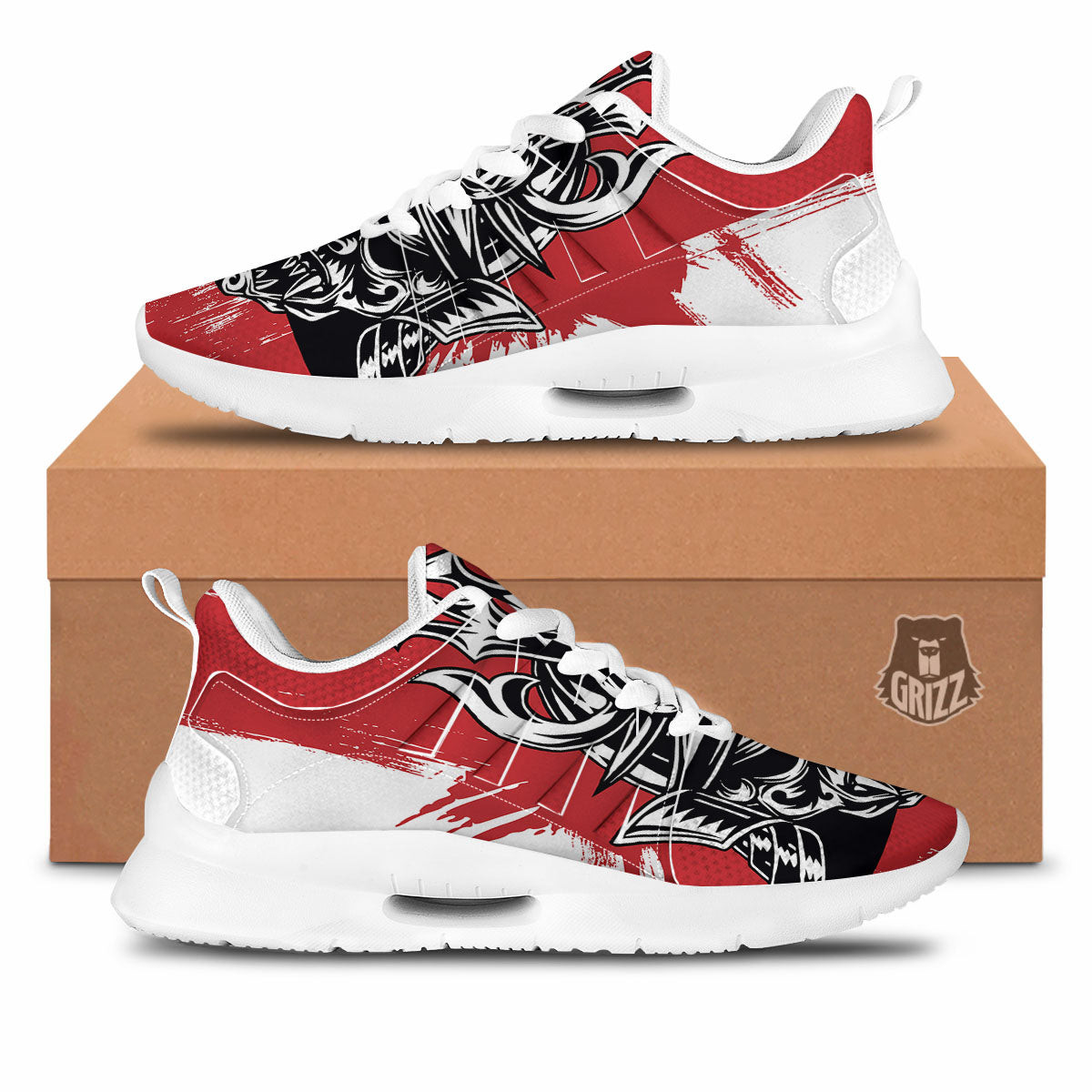 Warrior Japanese Samurai Print Tennis Shoes-grizzshop