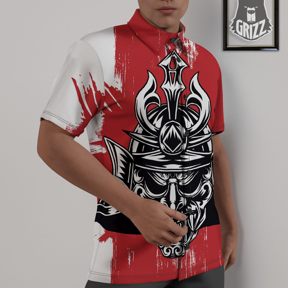 Warrior Japanese Samurai Print Untucked Shirts-grizzshop