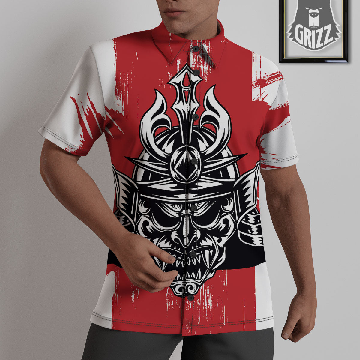 Warrior Japanese Samurai Print Untucked Shirts-grizzshop