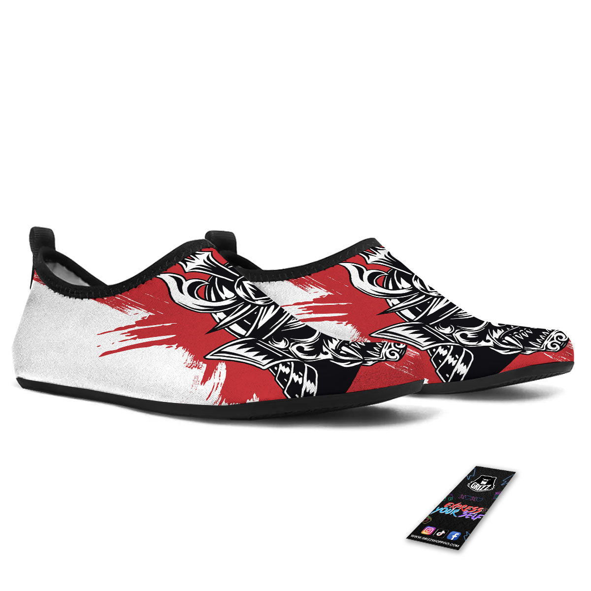 Warrior Japanese Samurai Print Water Shoes-grizzshop